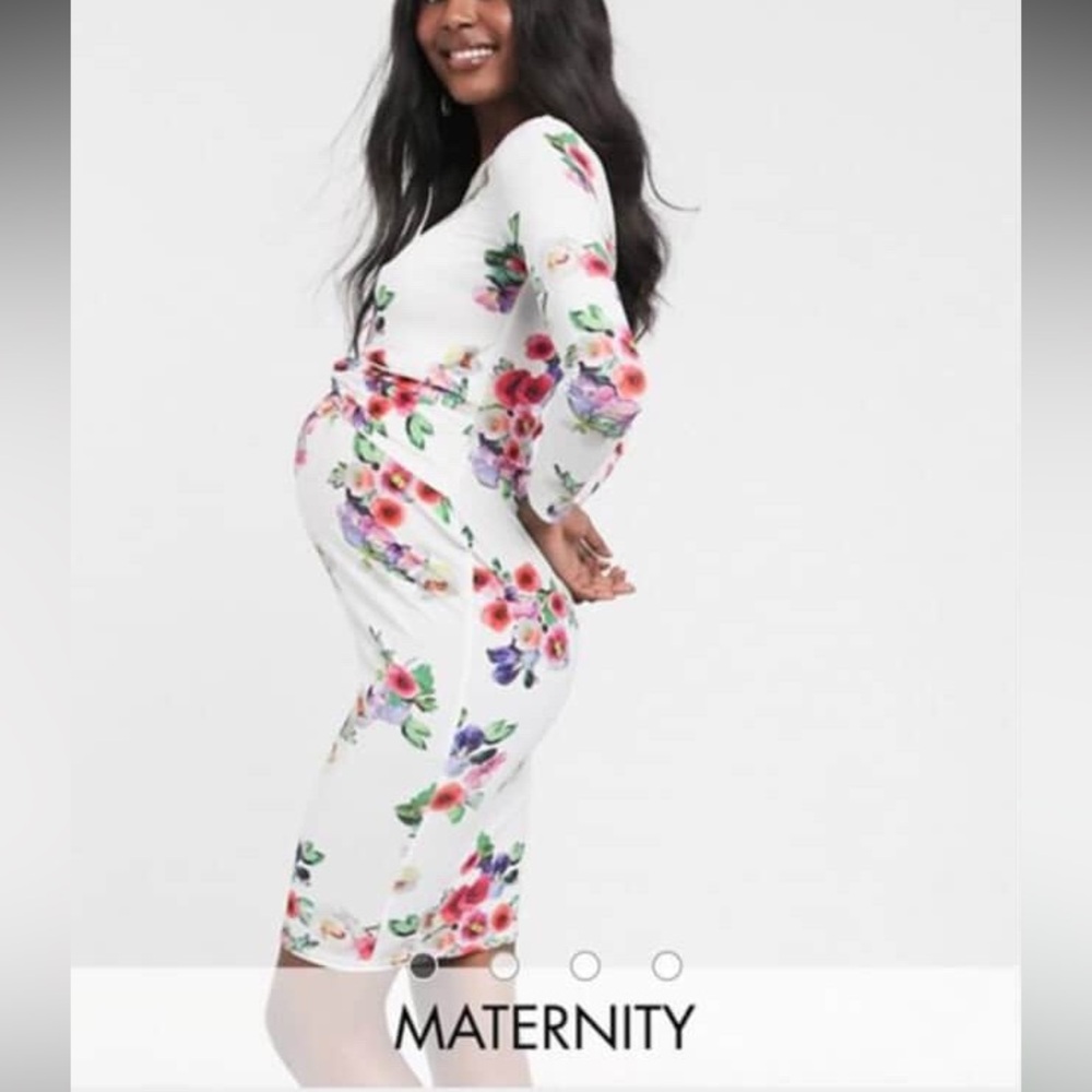 Floral Long Sleeve Maternity Dress